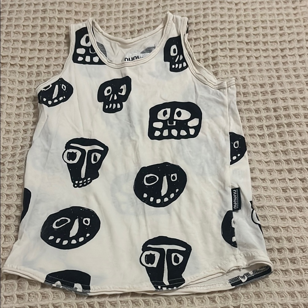 Nununu Black and Cream Graphic Tank Top